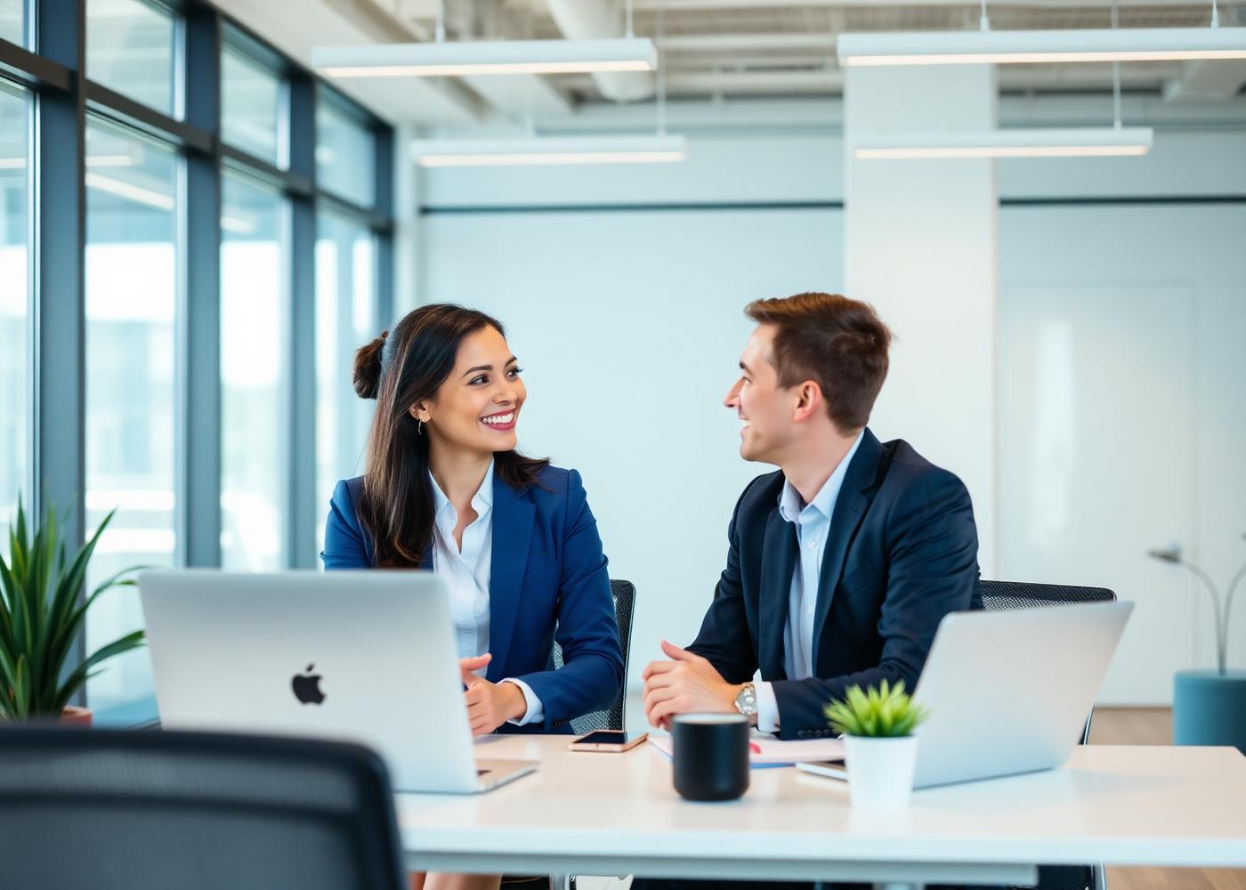 A recruiter meeting with a candidate in an office